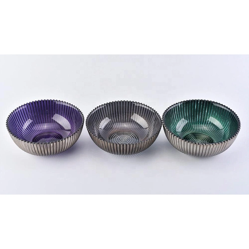 Black embossed candle bowl scented glass candle vessel supplier