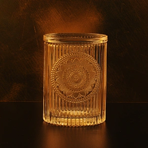 Wedding lotus luxury glass candle holders with glass lids
