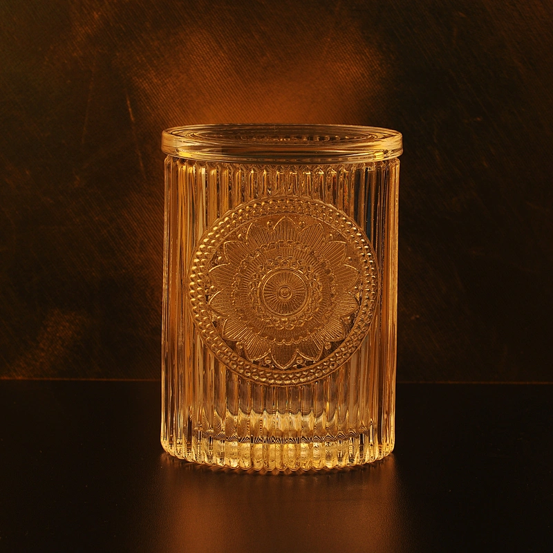 Wedding lotus luxury glass candle holders with glass lids