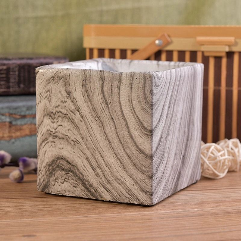 Square cement candle vessel vintage home decor