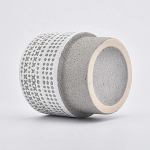 Custom made ceramic candle container grey candle holder home decoration