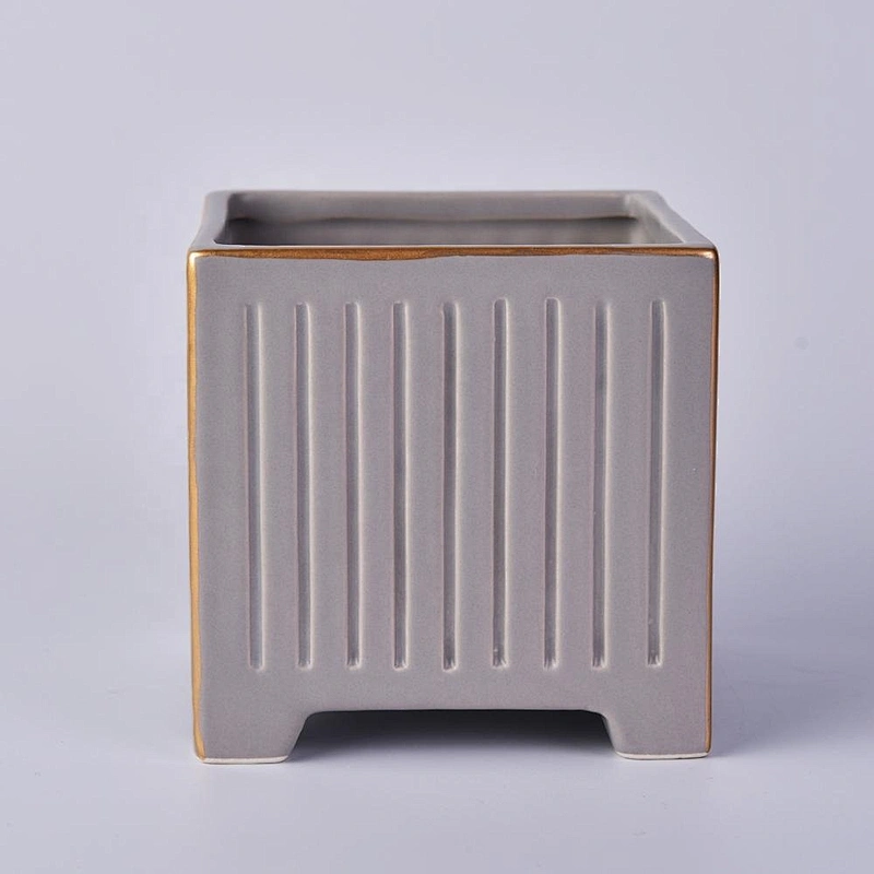 Wholesales empty grey tealight ceramic candle vessel 8oz 10oz