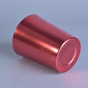 Cylinder Plating Red Metal Candle Jars Pillar Metal Container for Home Decor Supplier