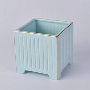 Supplier custom blue square candle ceramic jar 10oz