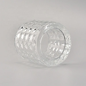 Clear diamond glass candle jars wholesale for home decoration