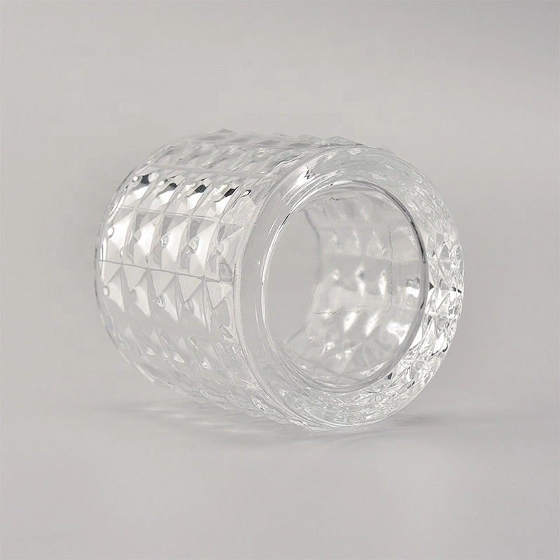Clear diamond glass candle jars wholesale for home decoration