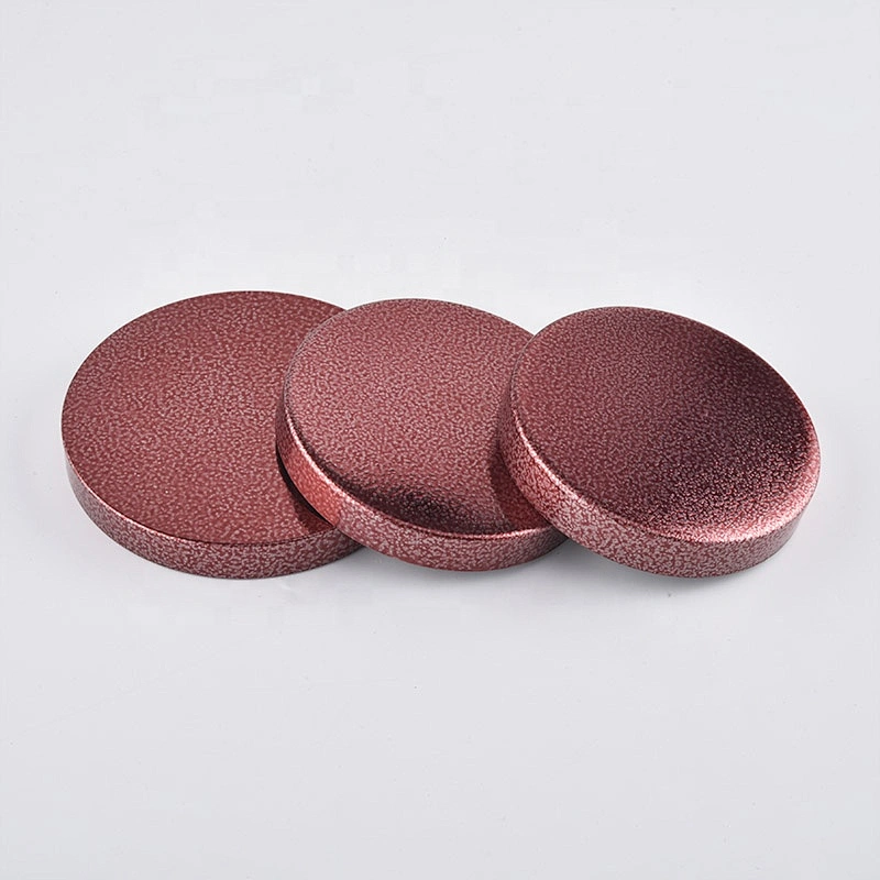 Custom round pink metal lid cover for candle holders