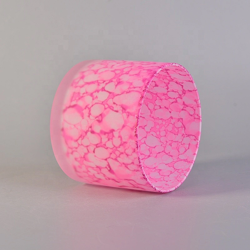 Decorative pink frosted glass votives candle jars wholesale wedding centerpieces