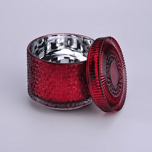 Home decoration luxury big laser spray glass candle container with lid