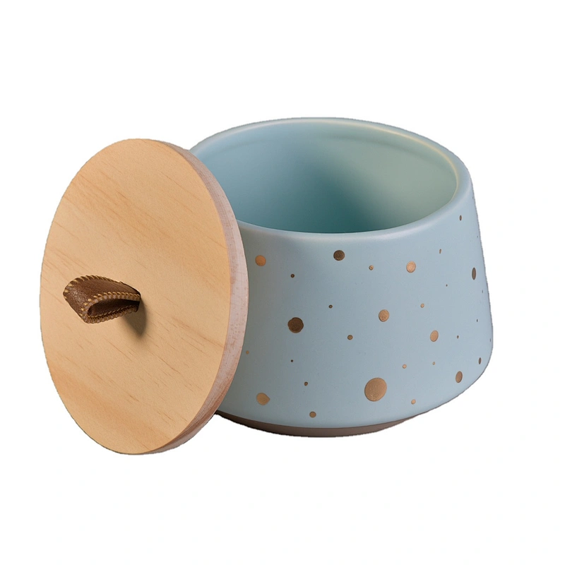 10oz Suppliers decorative candle ceramic container with wood lid