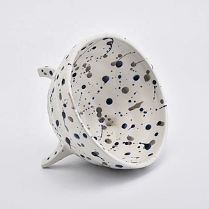 Large Footed Ceramic Vessel Ceramic Candle Holder with Dots Home Decoration