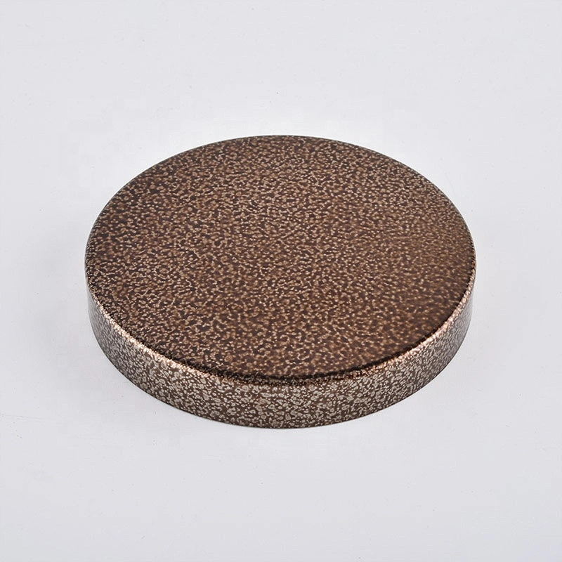 Custom round amber metal lid cover for candle jar holder