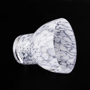 8 oz glass vessel with matte white pattern,  glass candle jar hand made