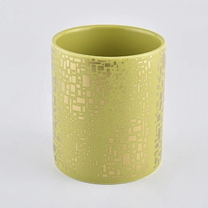 Sunny luxury empty ceramic custom golden candle jars