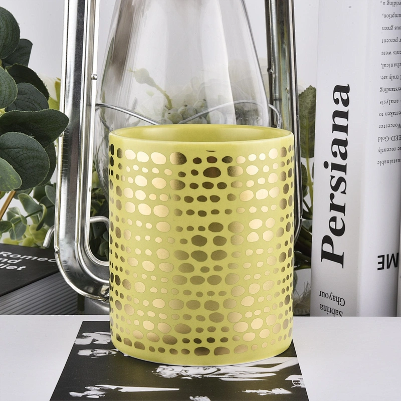 Hot selling bulk gold decorative unique ceramic candle jar for wedding