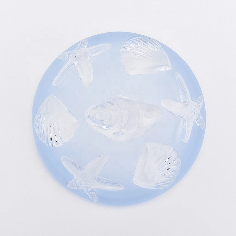 Coast glass candle jar with lids light blue home decoration wholesale