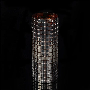 Grid pillar glass candle holders gold home decoration wholesale