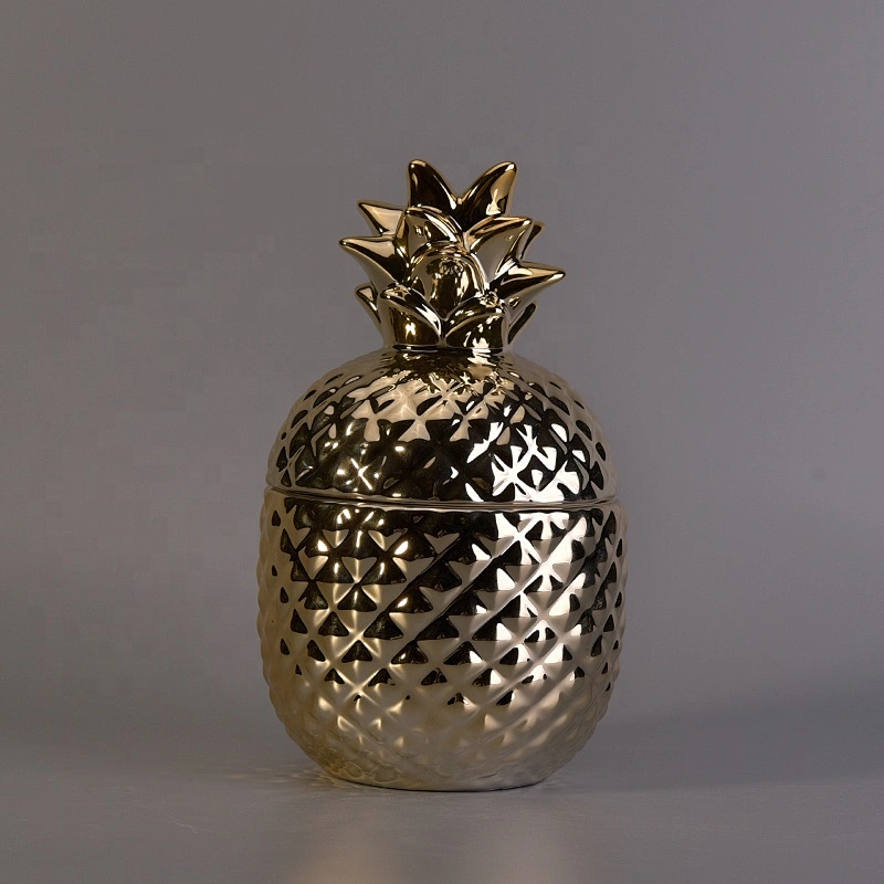 Pineapple luxury decorative ceramic candle jar with lid wholesale