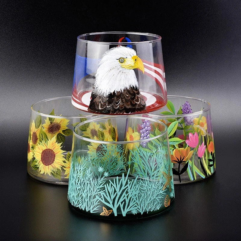 Transparent owl pattern candle vessel glass candle jar wedding decor in bulk