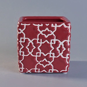 Vintage glazed square ceramic tealight candle jar candle holders home decoration wholesale