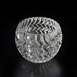Embossed round Glass Candle container tea light candle bowl home Decor in bulk