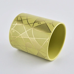 8oz 10oz Suppliers luxury cylinder gold printed candle ceramic jars