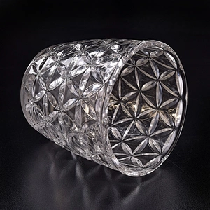 Embossed Glass Candle jar decorative candle holder home Decor
