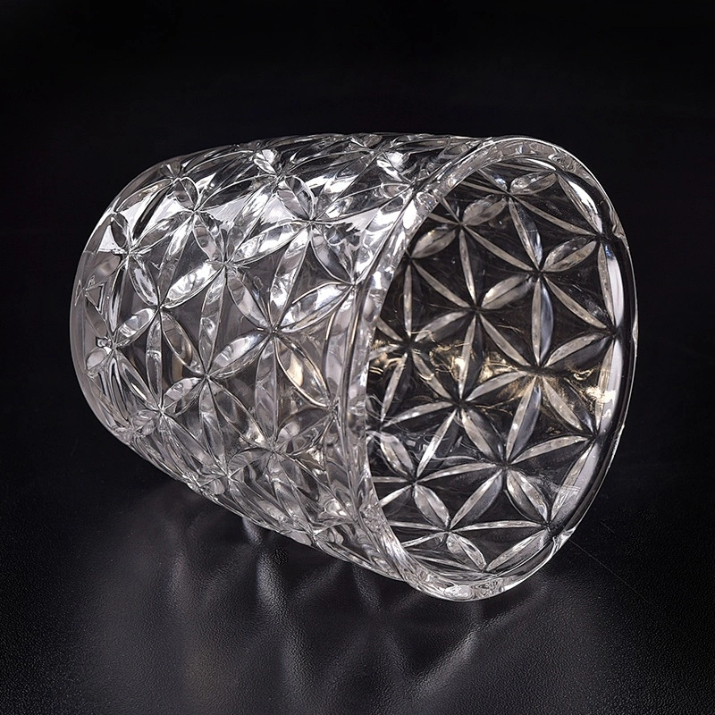 Embossed Glass Candle jar decorative candle holder home Decor