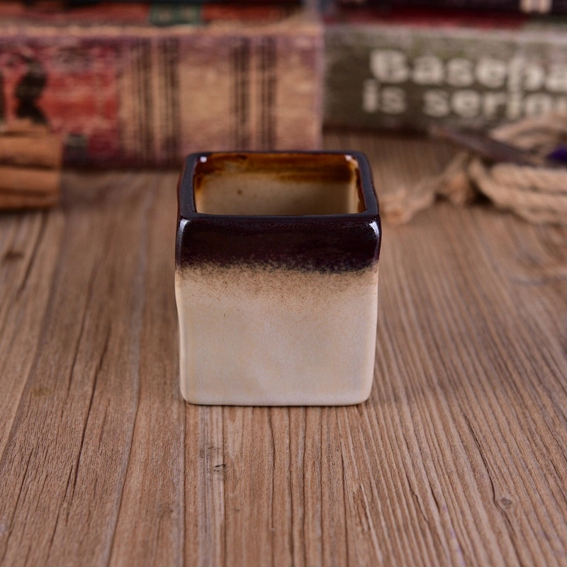 Square ceramic candle jars for home decor