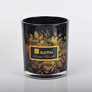 Sunny luxury black custom pattern glass candle holders