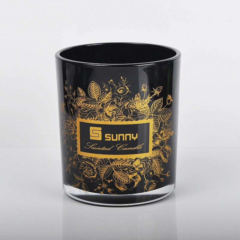 Sunny luxury black custom pattern glass candle holders