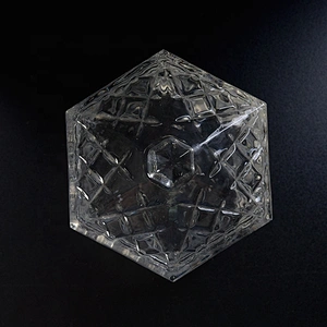 Clear hexagon Glass Candle holders with lid home Decor