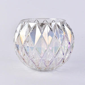 Round glass candle vessel diamond luxury glass jar