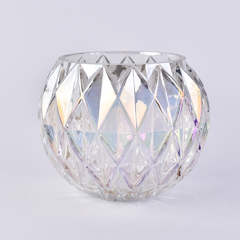 Round glass candle vessel diamond luxury glass jar