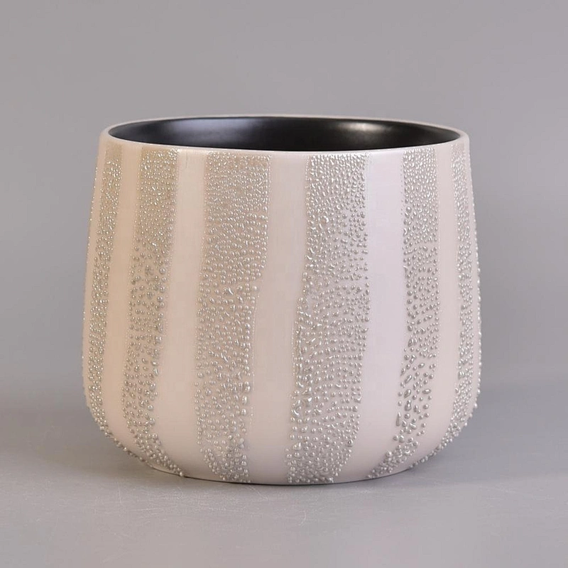 Empty hand printing glazed ceramic candle vessel tealight scented candle holders home decoration use