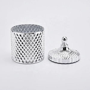 Metallic Diamond Glass Candle Jars with Lids Home Decor Wholesales