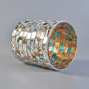 Mosaic glass candle holder multi colors home decoration wholesale