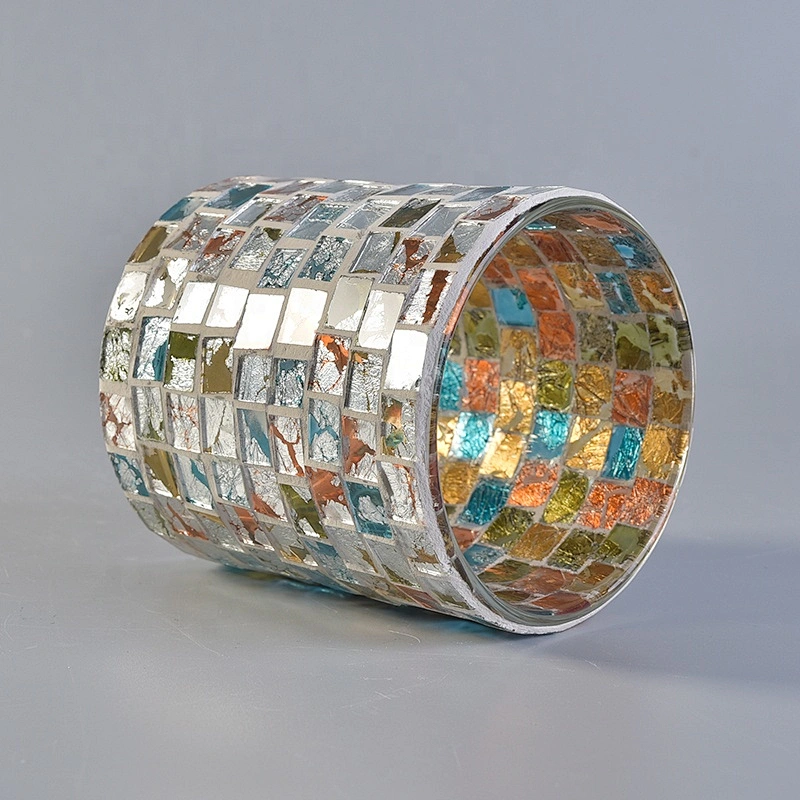 Mosaic glass candle holder multi colors home decoration wholesale