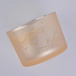 Sunny design luxury empty matte glass candle holders with wooden lid