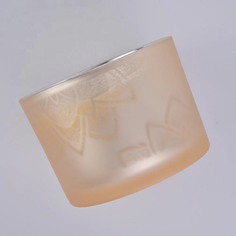 Sunny design luxury empty matte glass candle holders with wooden lid