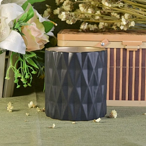 Geo cut cylinder plating ceramic votive candle jar customized candle holders wedding centerpieces supplier