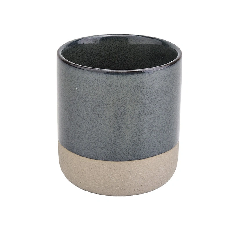unique glazed ceramic candle jar, sandy curved bottom candle hoder 12oz