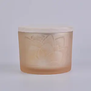 3 wick glass candle container, light yellow electroplating glass vessel