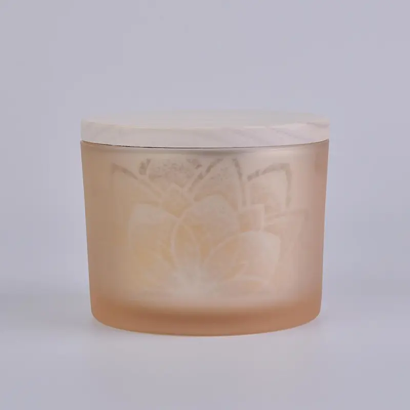 3 wick glass candle container, light yellow electroplating glass vessel