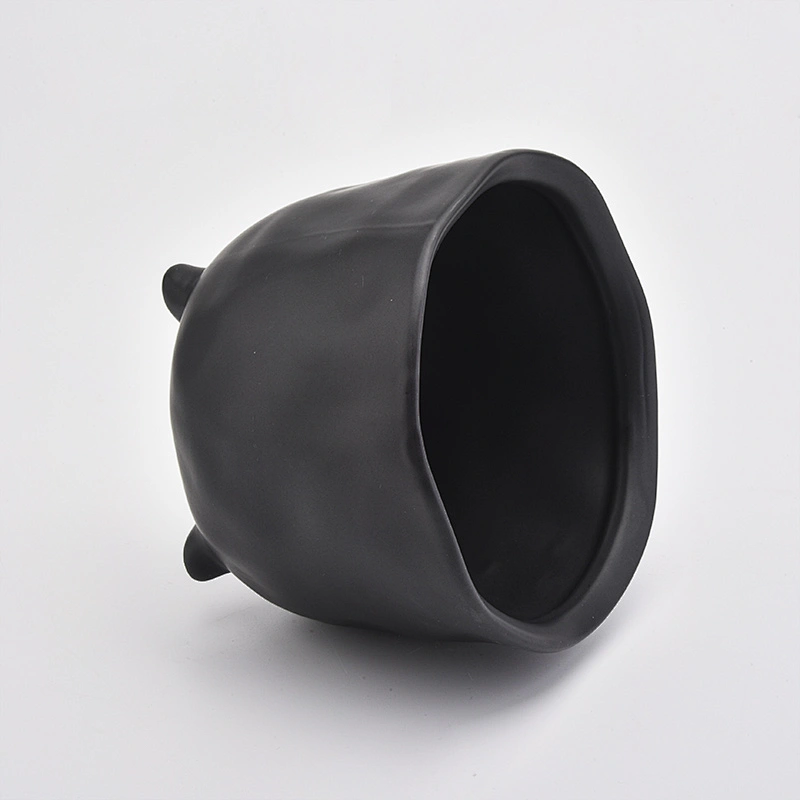 Matte black ceramic candle vessel wholesales