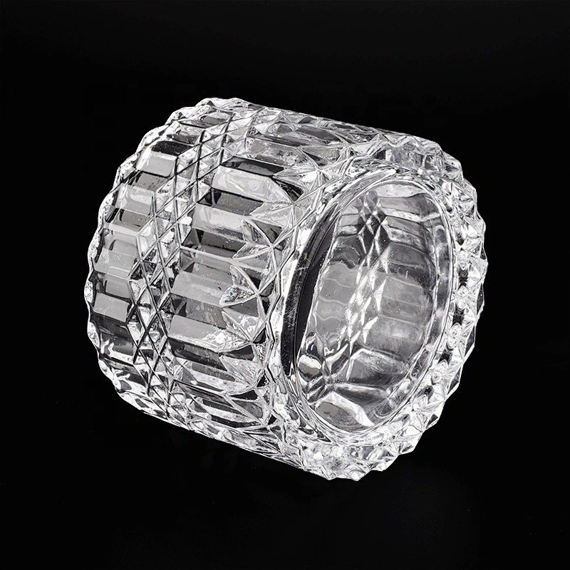 glass candle jar with lid for home decor, empty glass container