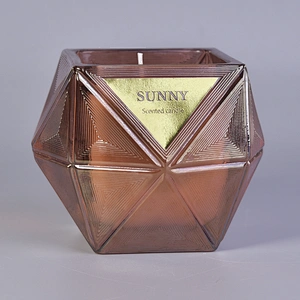 8oz 10oz 12oz Luxury Hexagon decorative glass candle holder