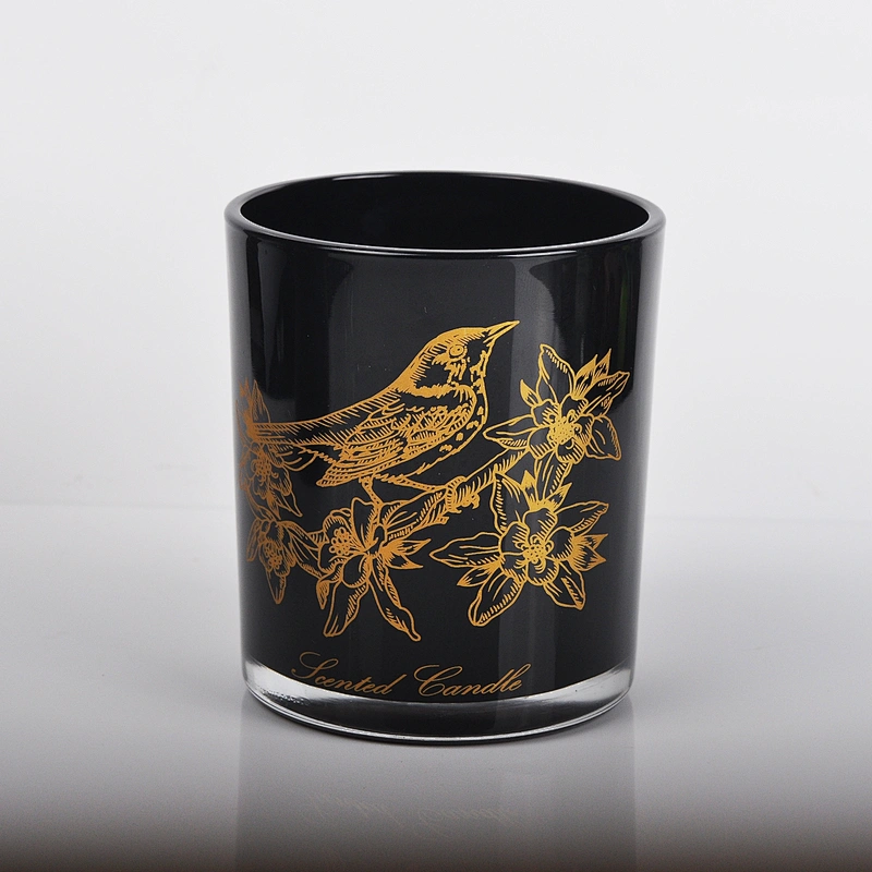Sunny luxury black custom pattern glass candle holders