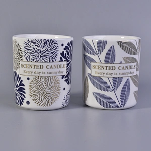 6oz Sunny leaf scented ceramic candle jars  for candle making