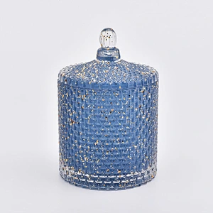 Luxury glass candle container with dome  lid, teardrop-shaped candle holder home decor